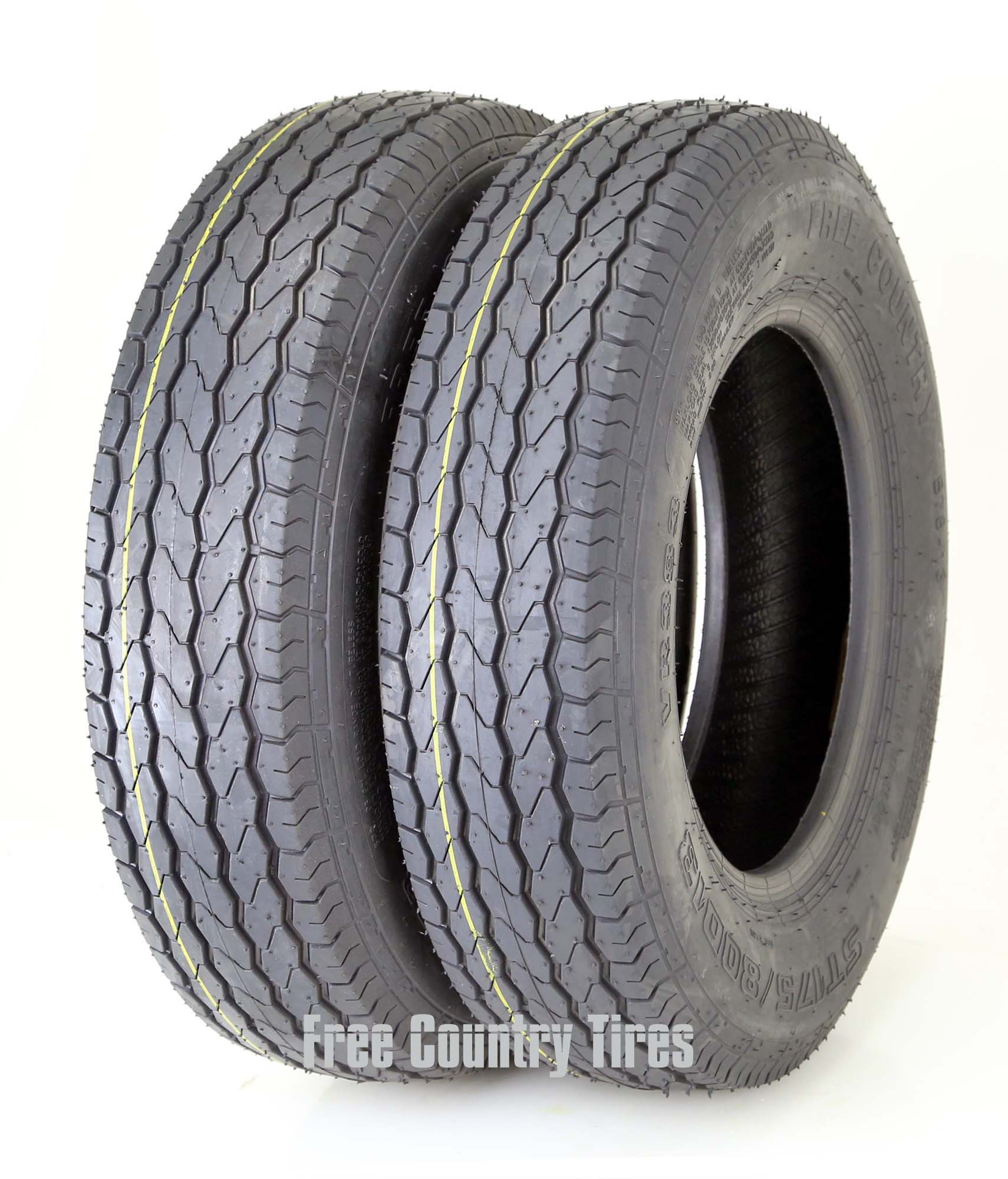 2 New Free Country Trailer Tires ST175/80D13 B7813 13" Bias 8PR LRD